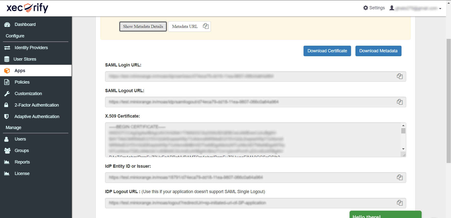 ConnectWise Single Sign Solution: show metadata