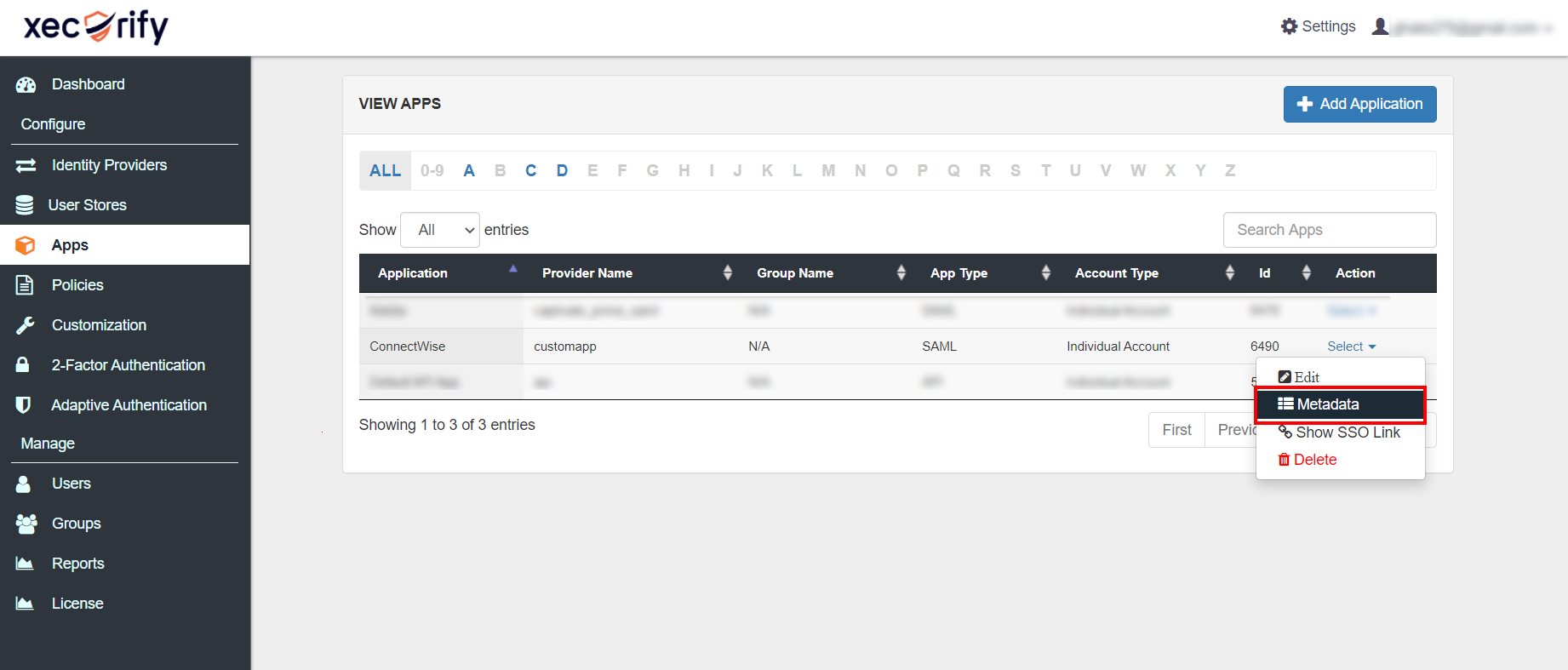 ConnectWise SSO Solution: click on metadata