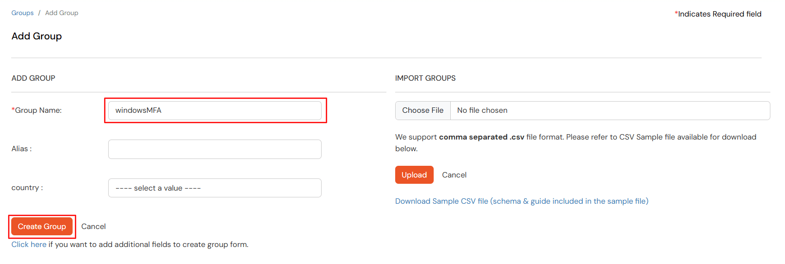Create group name for Two-Factor Authentication (2FA/MFA) into RD Web