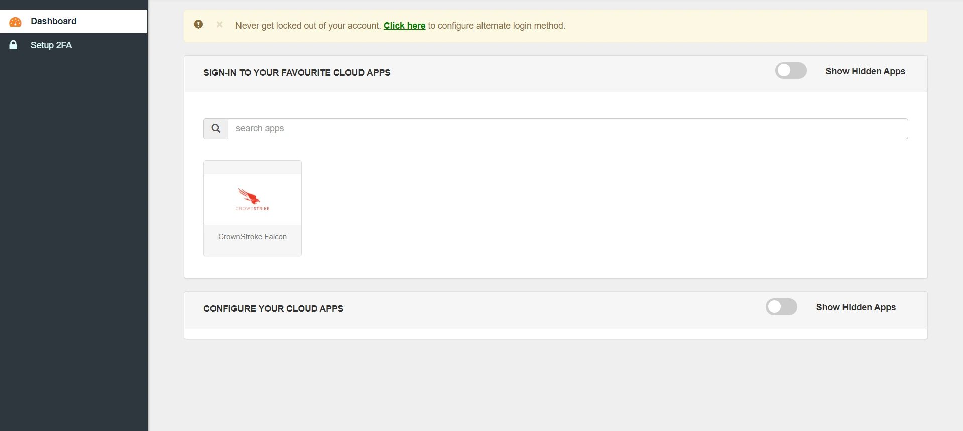 CrowdStrike Falcon Single Sign-On (SSO) manage apps