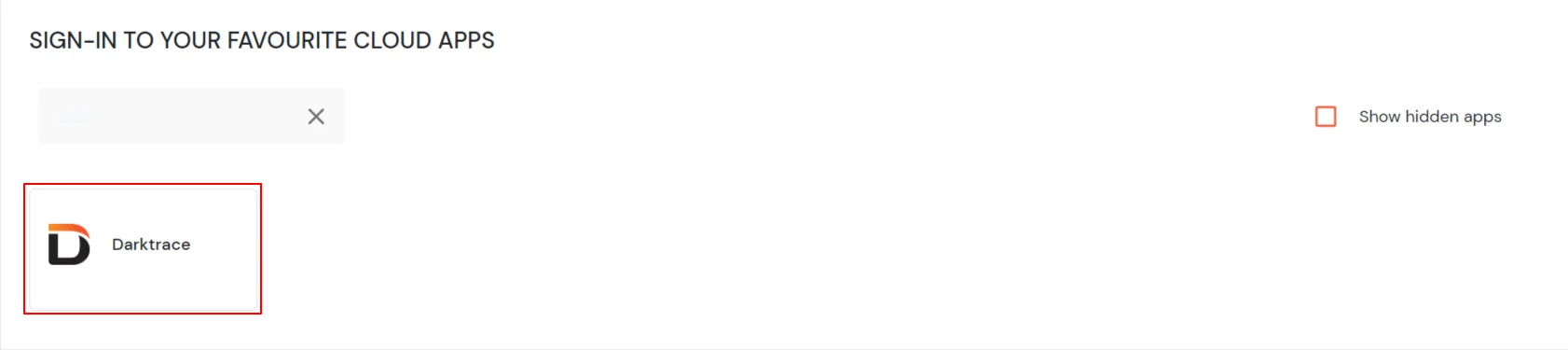 Darktrace Single Sign-On (SSO) manage apps