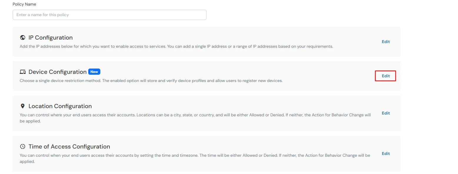 Adaptive Authentication: Device Configuration