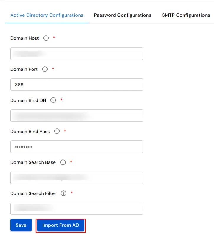 Import from AD button for syncing users and groups in miniOrange DLP