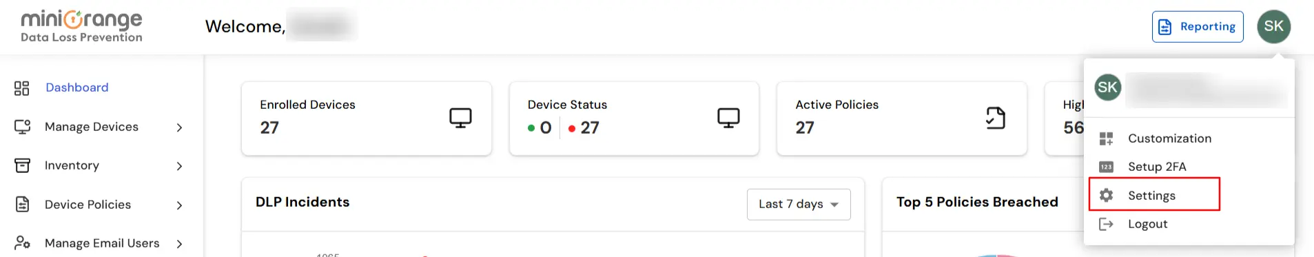DLP Active Directory configuration page for user and group synchronization