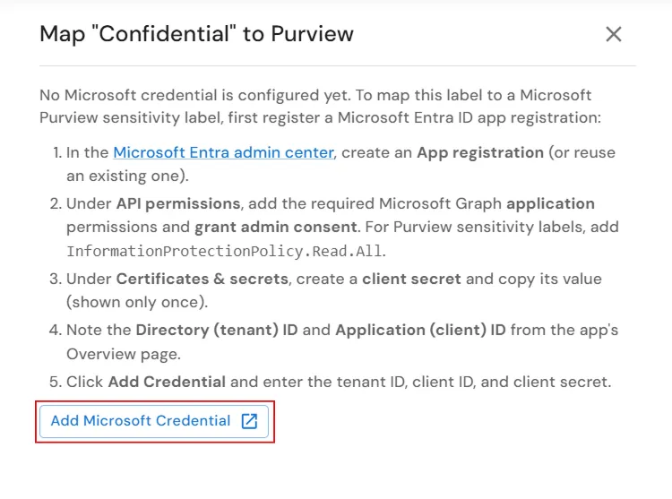 miniOrange Endpoint DLP Map Confidential label to Microsoft Purview