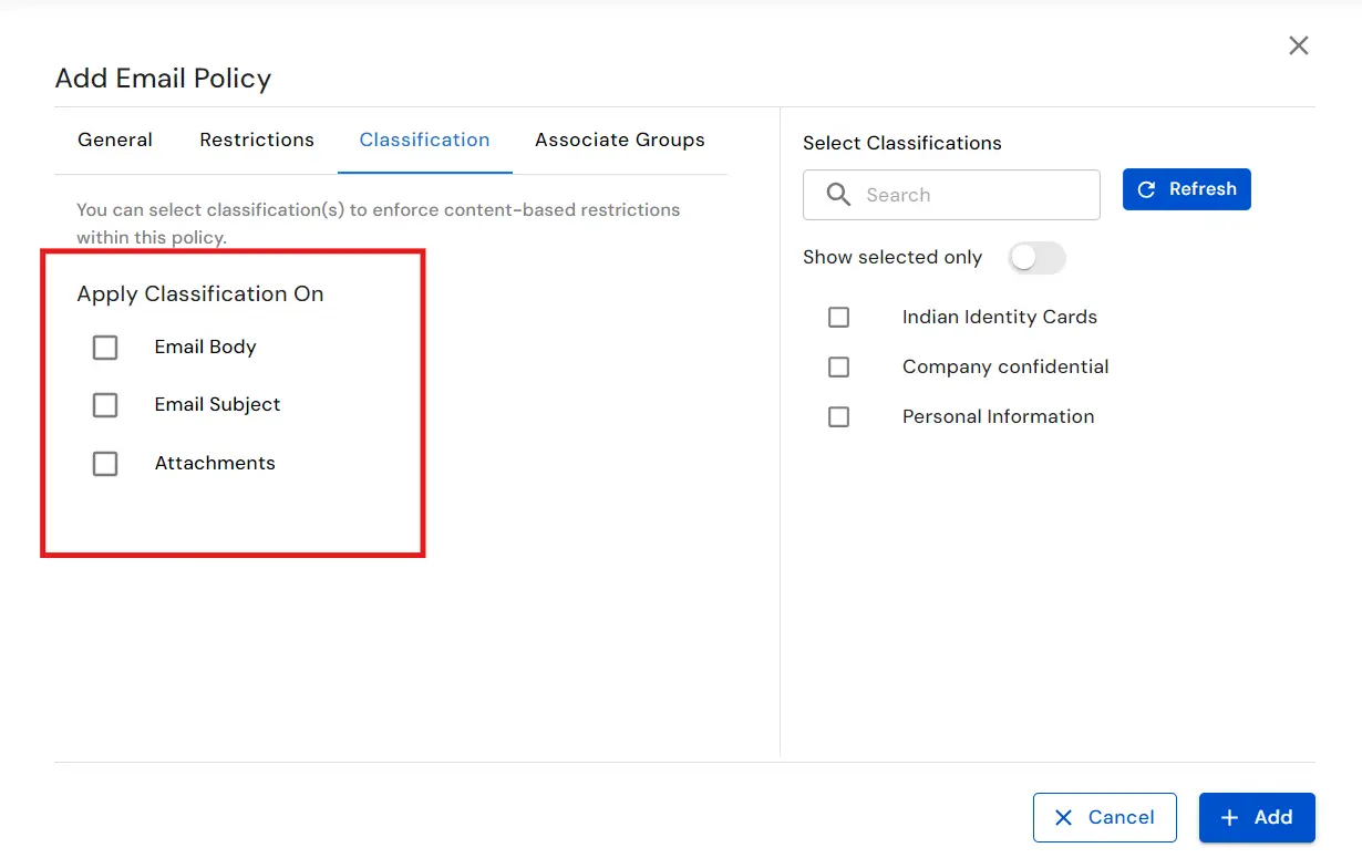 : Email DLP for Email Security | Select Classification