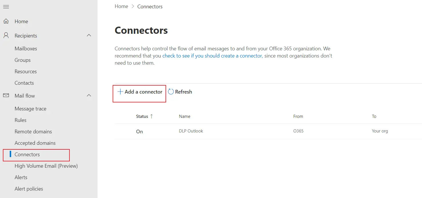 miniOrange Email DLP setup with Microsoft Outlook | Add Connector