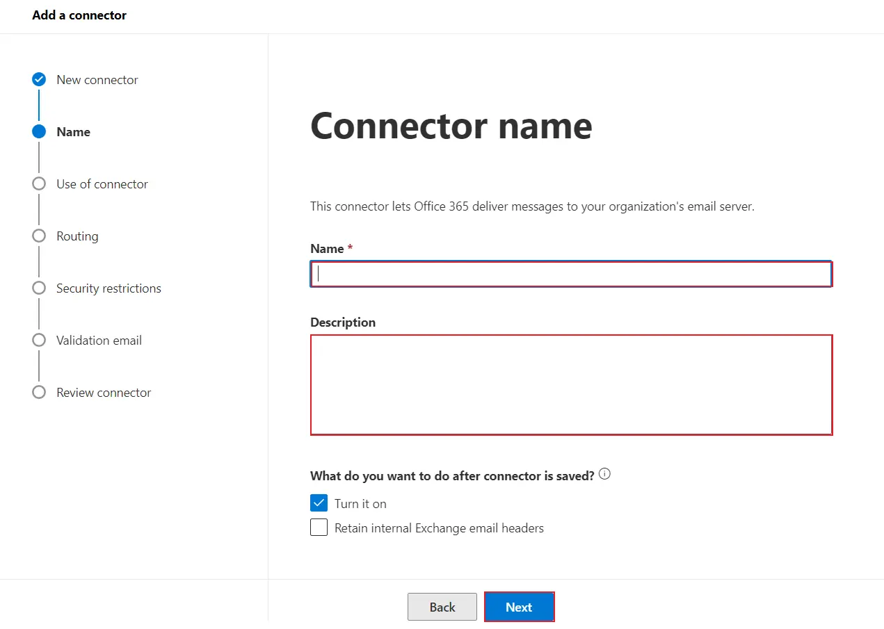 miniOrange Email DLP setup with Microsoft Outlook | Enter Connector details
