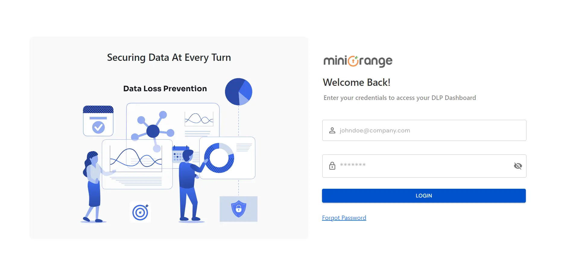 miniOrange DLP compliance and password policy setup | Admin dashboard 
