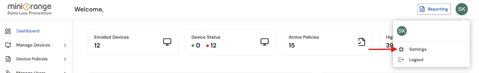 miniOrange DLP compliance and password policy setup | Settings tab