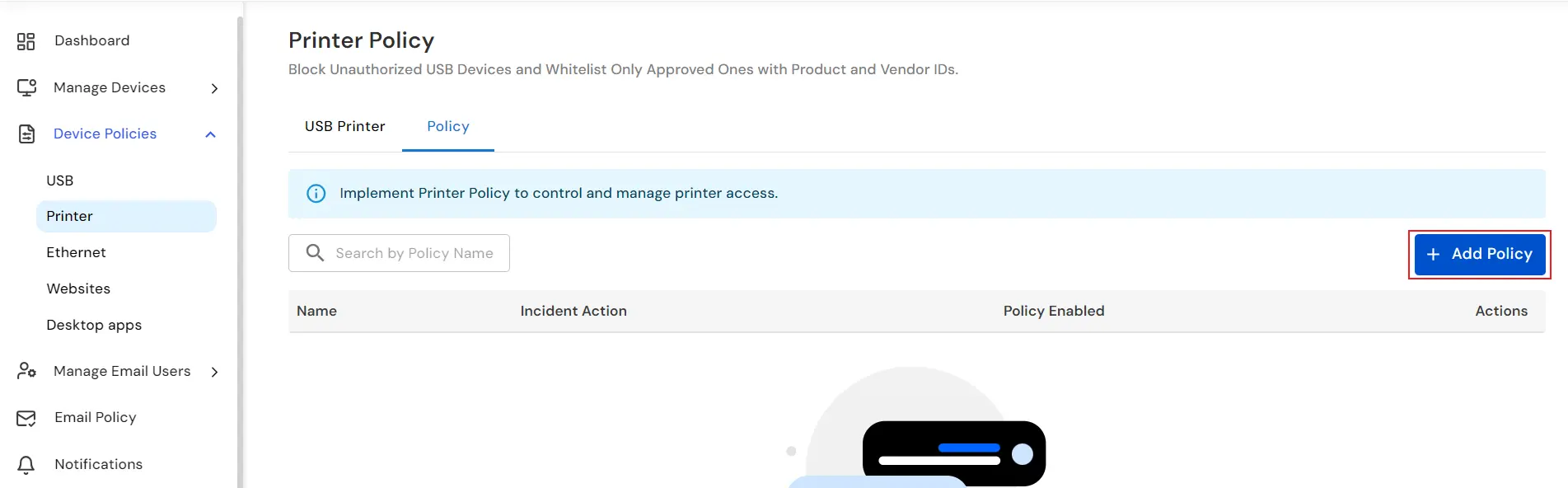 miniOrange DLP Printer Policy Setup | Configuring Printer Policy Settings in miniOrange DLP