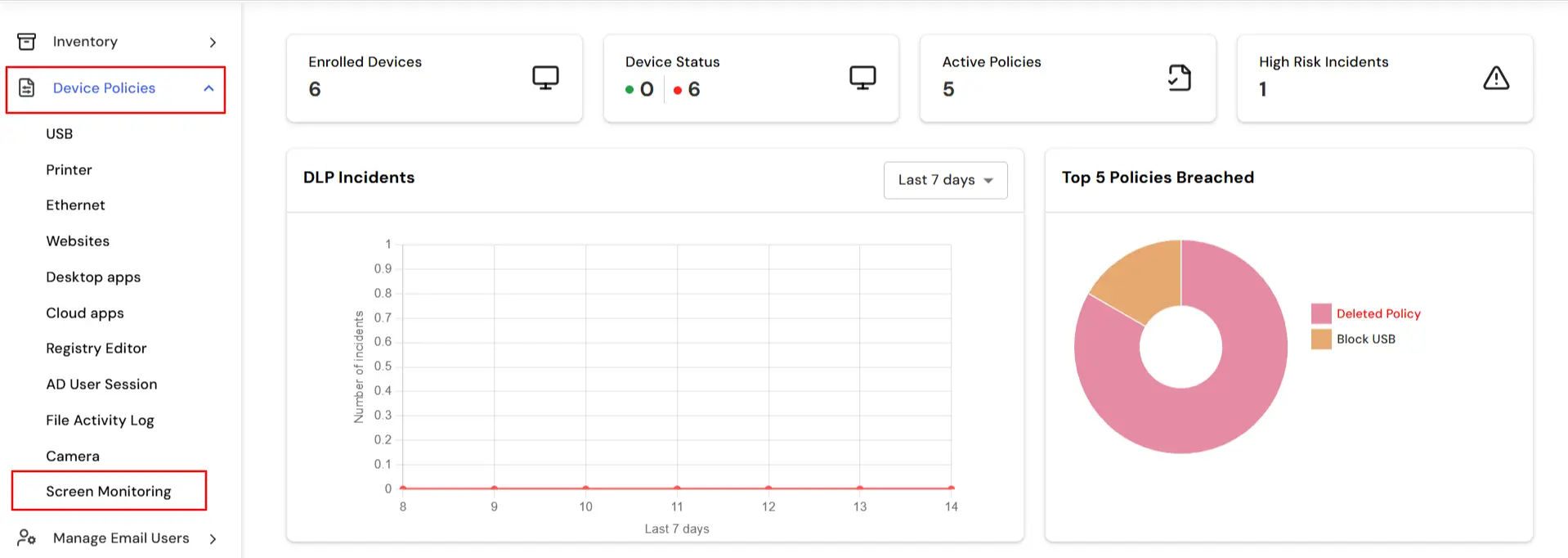 miniOrange DLP compliance and password policy setup | Settings tab