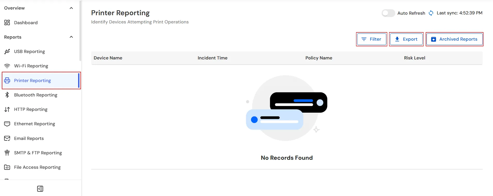 View and filter printer reporting events