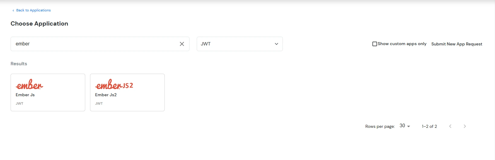 Configure JWT application: Search Ember.js JWT application