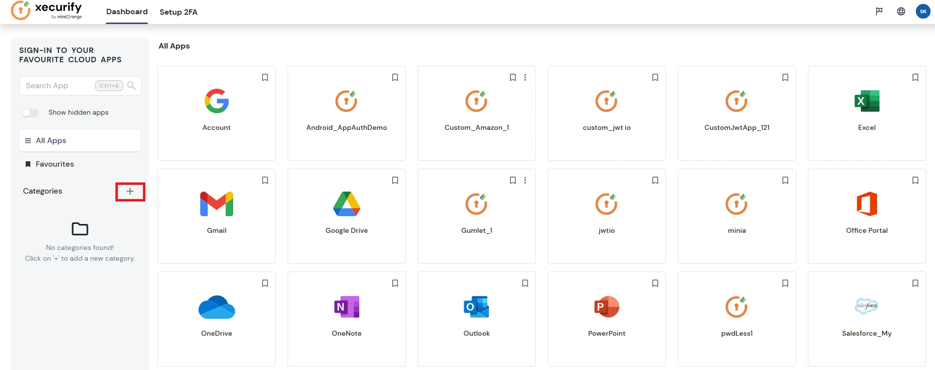 miniOrange Identity Platform End User Self-Service Portal: Add Category