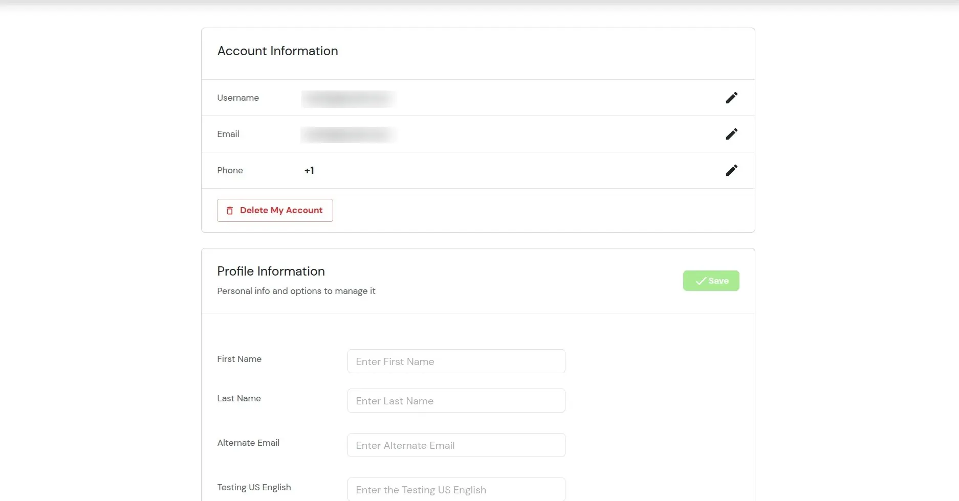 Delete Account Information