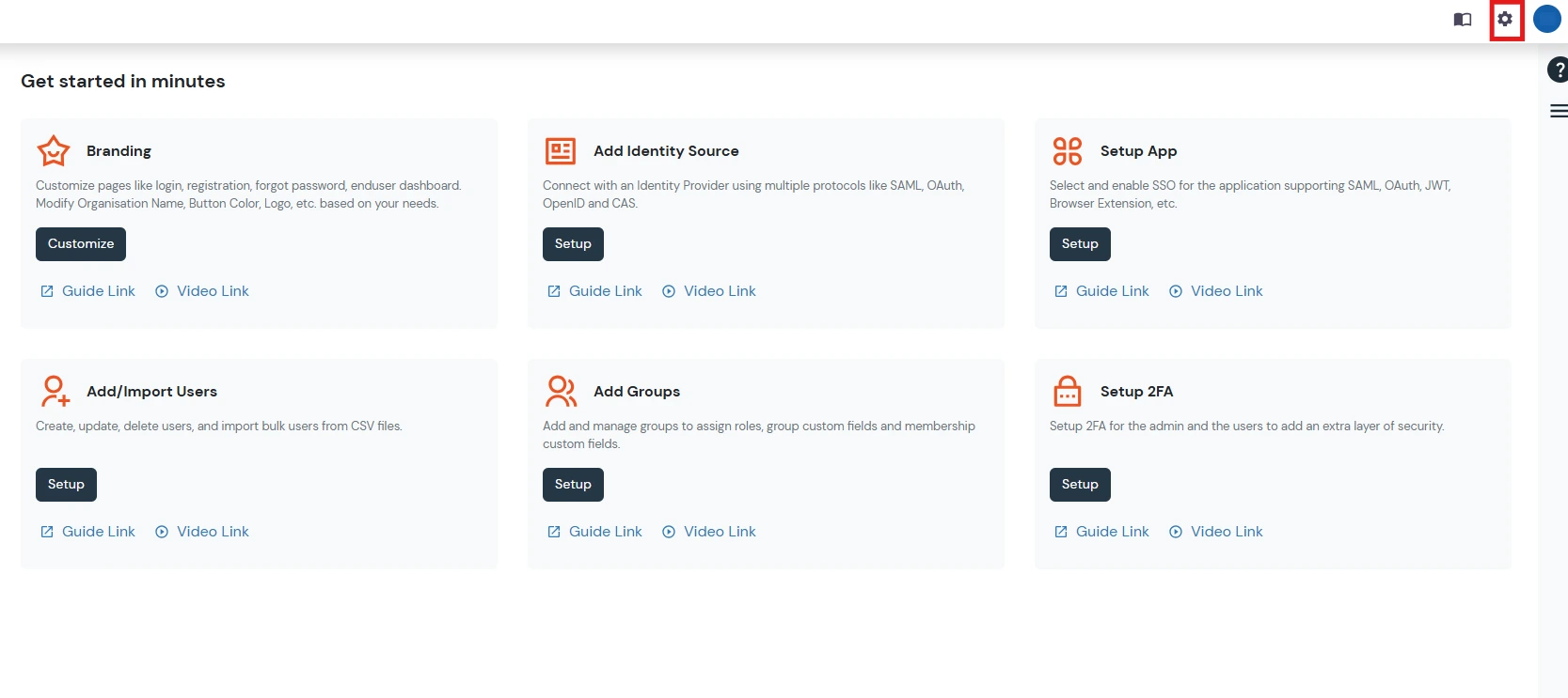 miniOrange Identity Platform End User Self-Service Portal: End User Setting