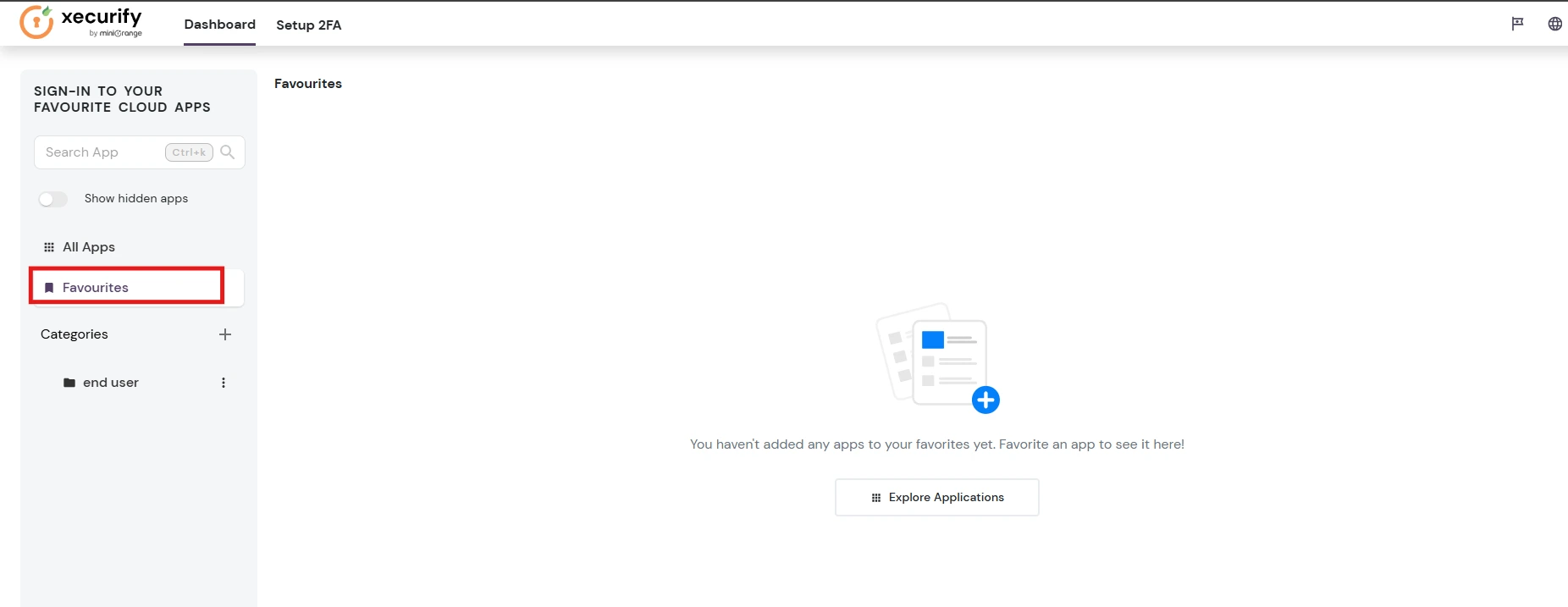 miniOrange Identity Platform End User Self-Service Portal: Mark Favourite