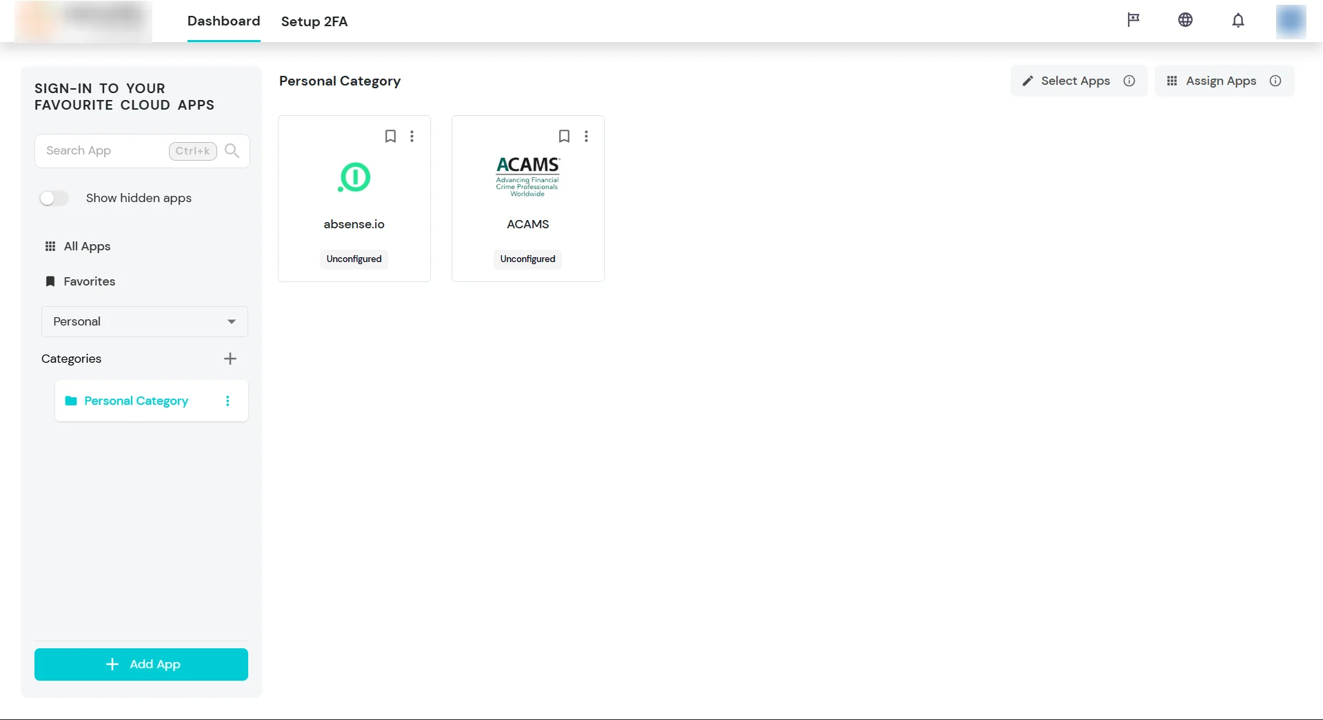miniOrange Identity Platform End User Self-Service Portal: Personal categories
