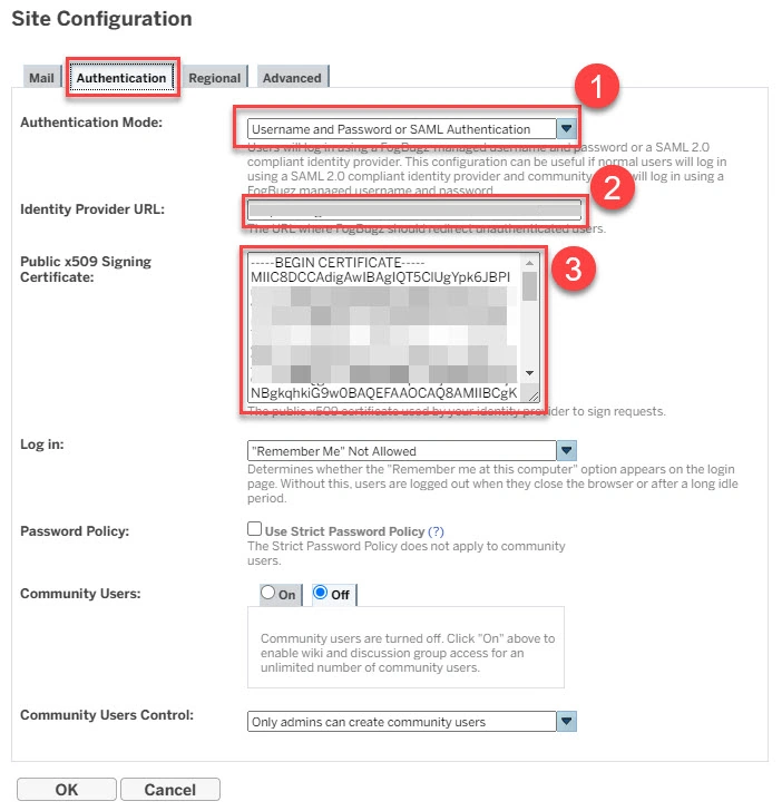 FogBugz Single Sign-On (sso): Fogbugz configuration