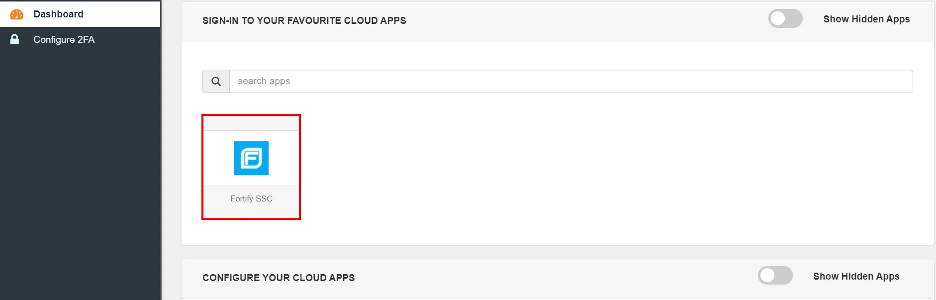 Fortify SSC Single Sign-On (SSO) manage apps