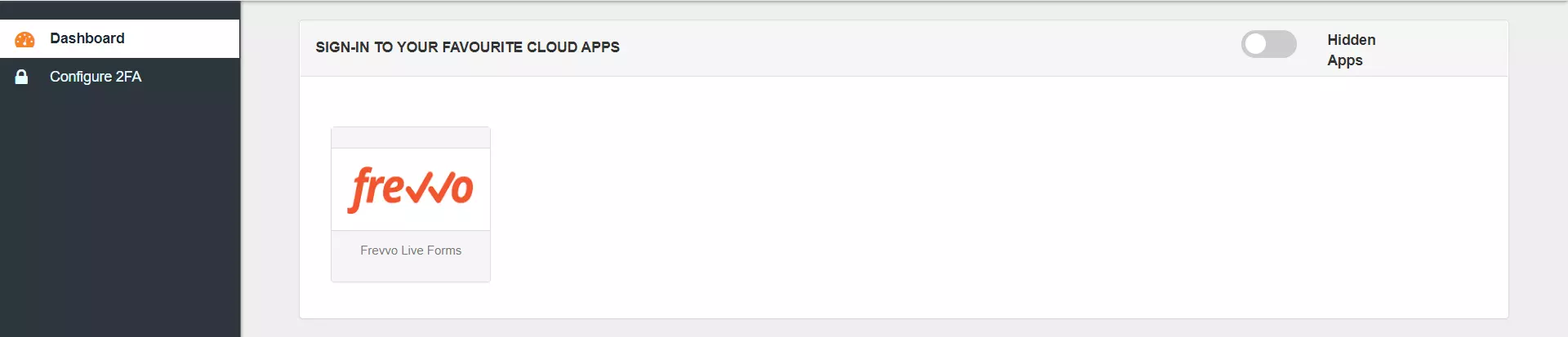 Frevvo Single Sign-On (SSO) manage apps