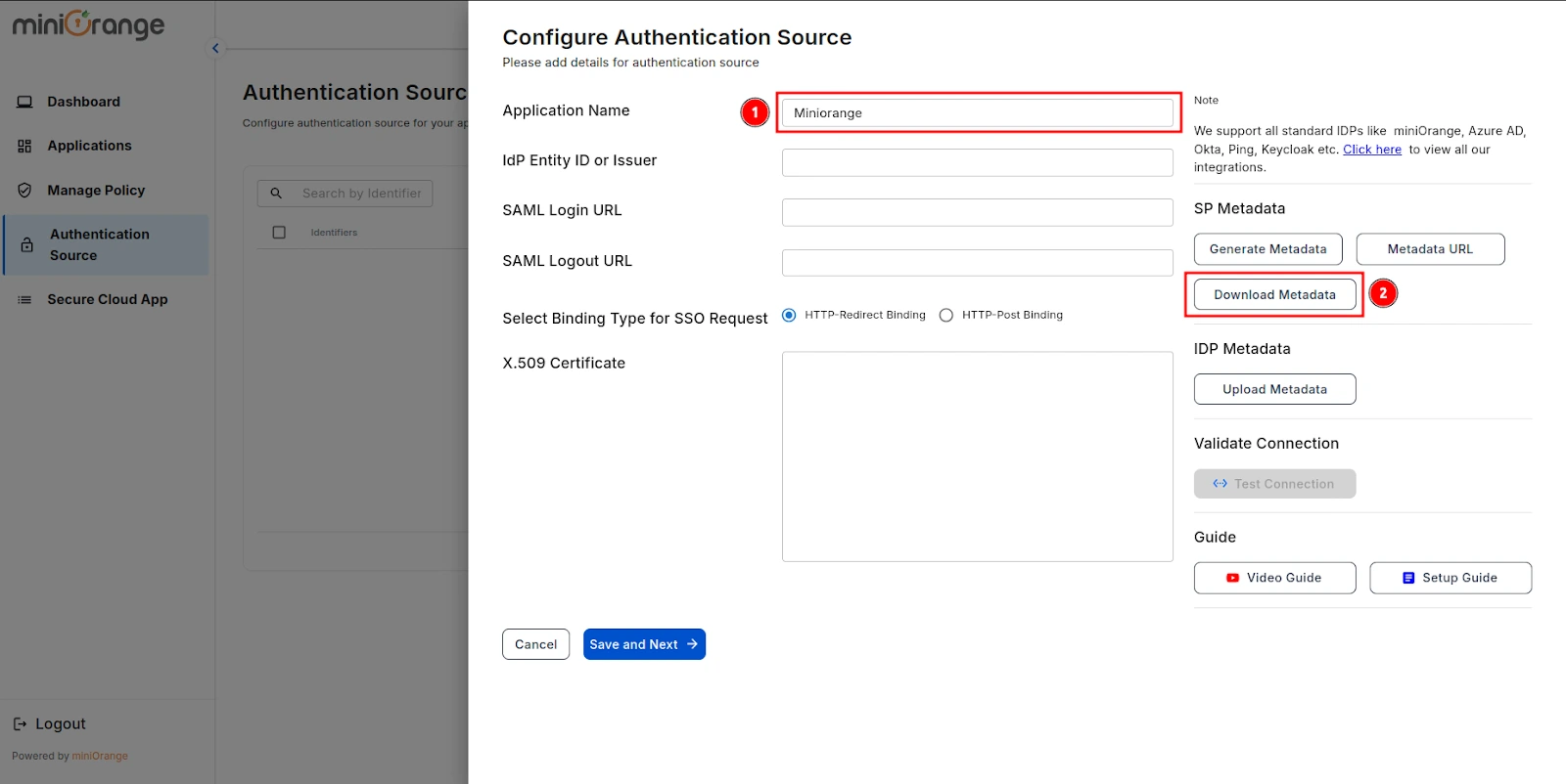 Google CASB Authentication Generate Metadata