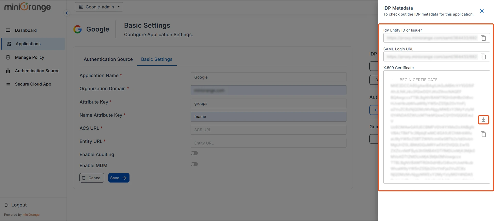 Added IDP Metadata SAML SSO Profile 