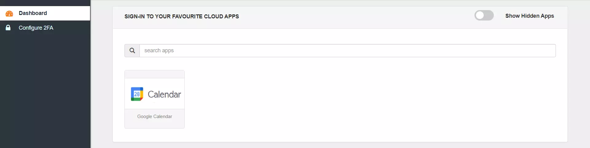 Google Calendar Single Sign-On (SSO) manage apps