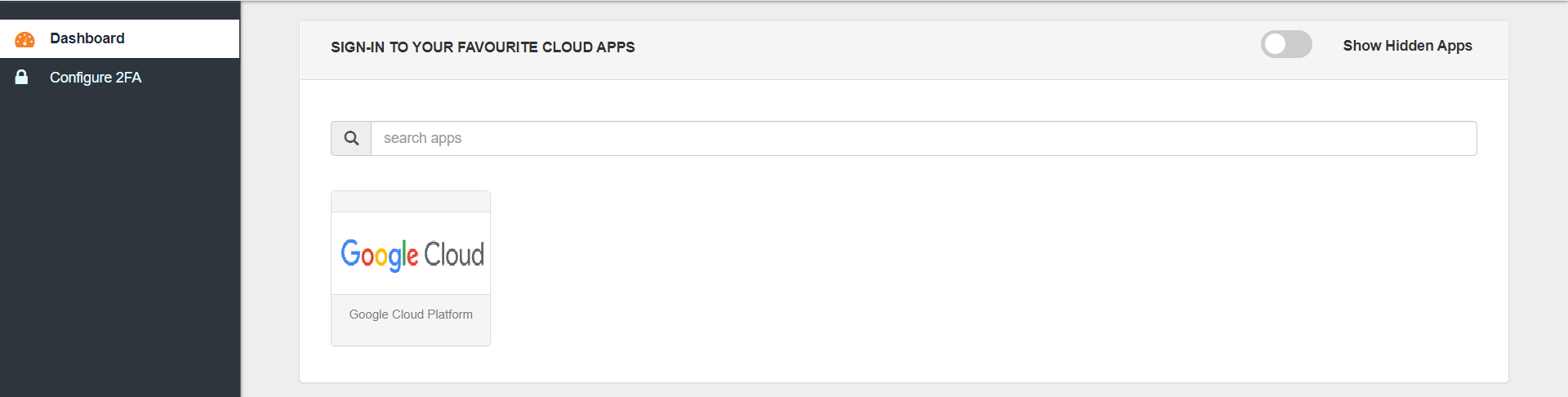 Google Cloud Platform Single Sign-On (SSO) manage apps