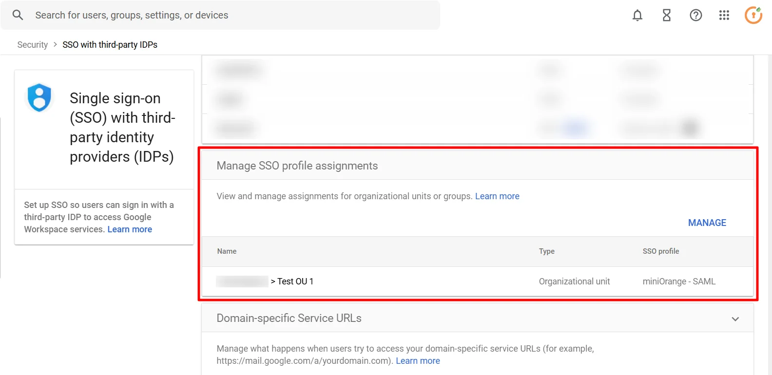 Google SSO (Single Sign-On) Assigning the SSO Profile to OU and Groups