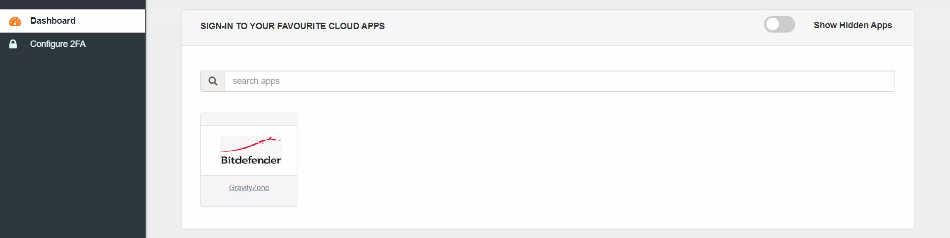 GravityZone Single Sign-On (SSO) manage apps
