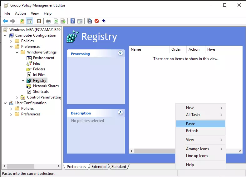 2FA/MFA for Windows Logon and RDP - Windows Credential Provider : Copy the xml file and paste it to empty area of Registry