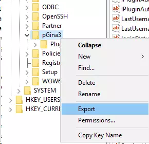 2FA/MFA for Windows Logon and RDP - Windows Credential Provider : Right click pGina3, and select Export
