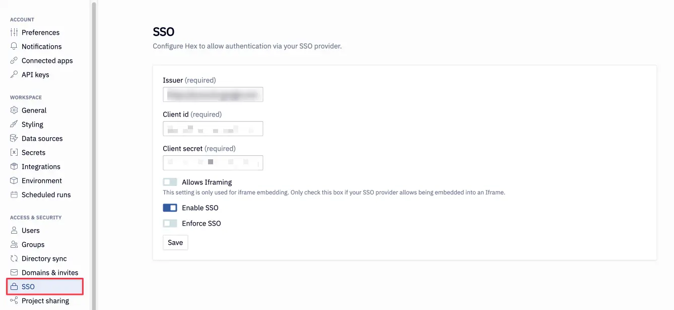 Single Sign-On (sso)for Hex miniOrange login button
