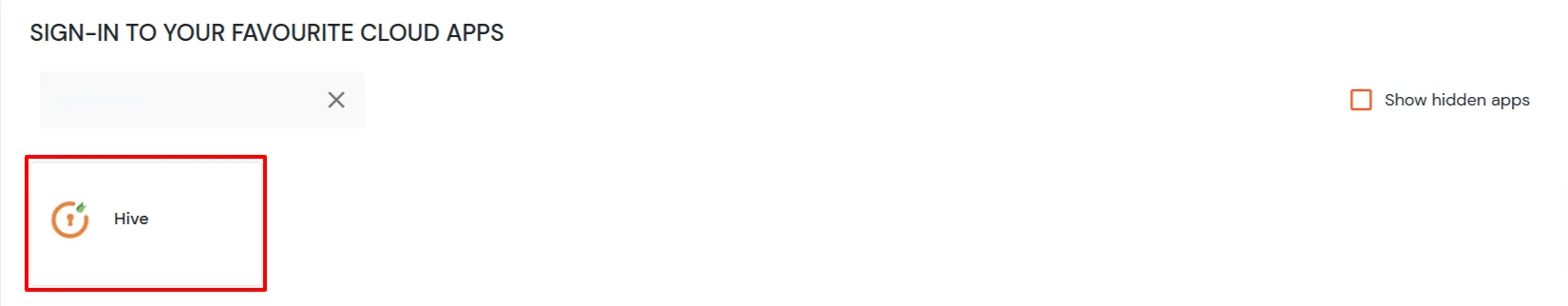 Hive Single Sign-On (SSO) manage apps
