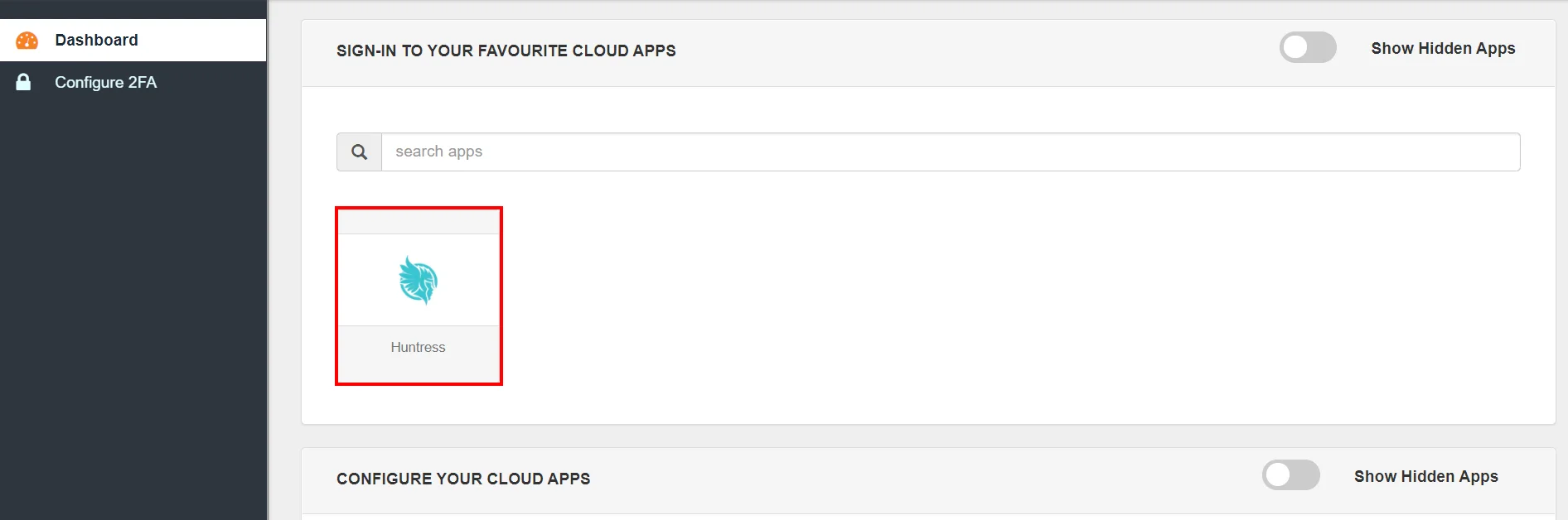 Huntress Single Sign-On (SSO) manage apps