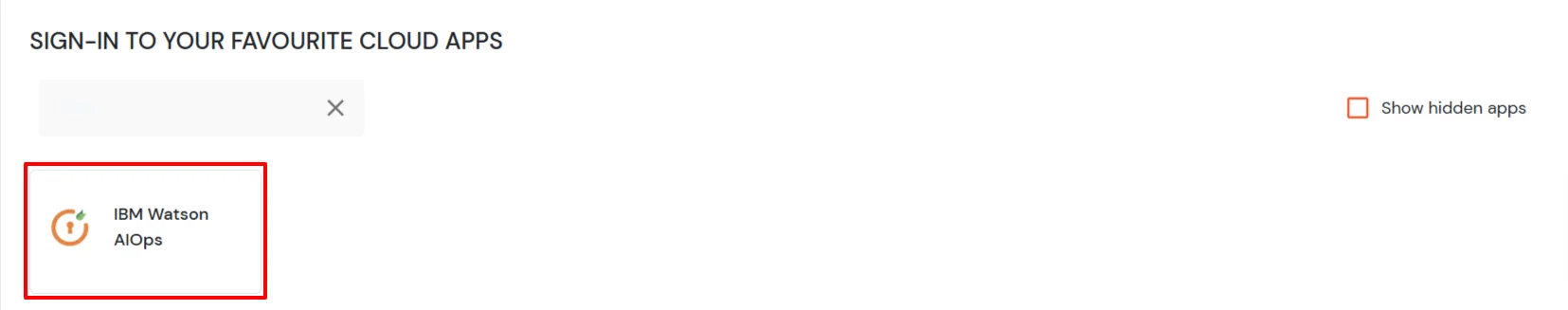 IBM Watson AIOps Single Sign-On (SSO) manage apps