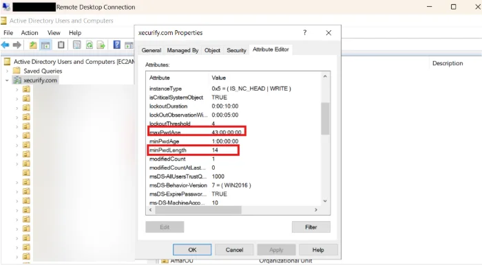 AD password policy attributes list