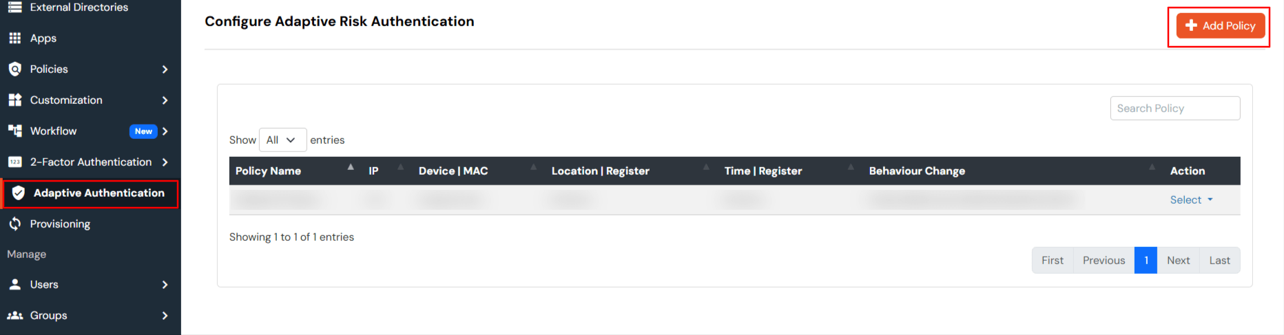 adaptive authentication add policy