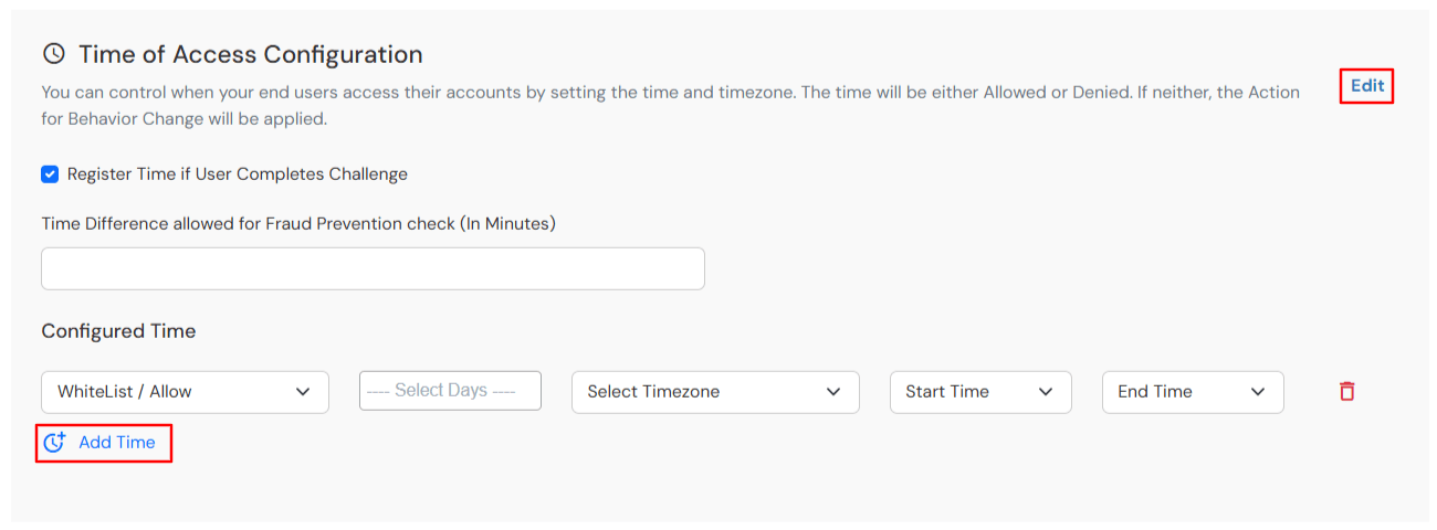 Adaptive Authentication: Time of Access Configuration