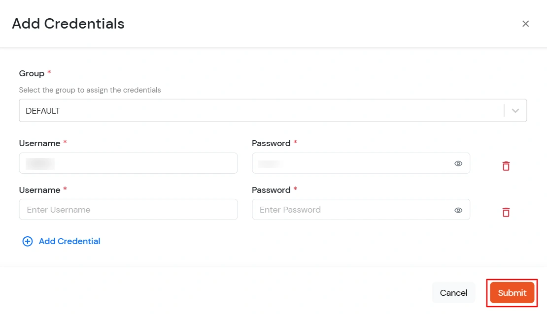 Zoho Invoice Single Sign-On (SSO) add multiple shared credentials