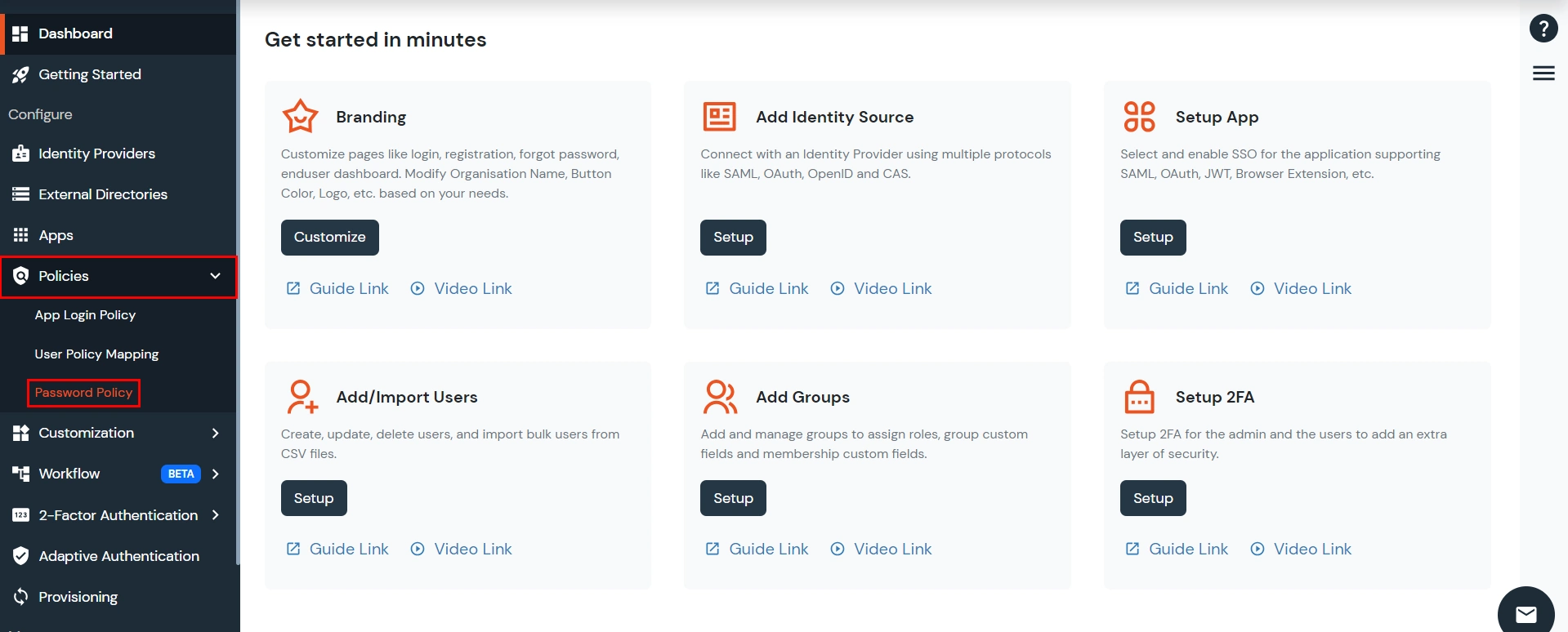 miniorange Identity Platform Partner Portal Handbook: Password Policies 