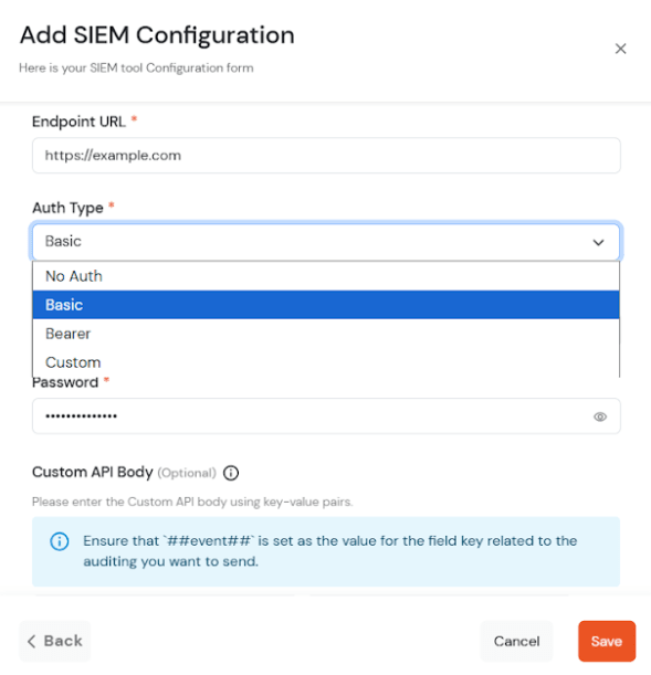 miniOrange Partner Portal Handbook: add siem details