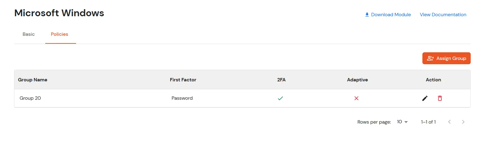 miniOrange Identity Platform Admin Handbook: Desktop Policy was successfully added