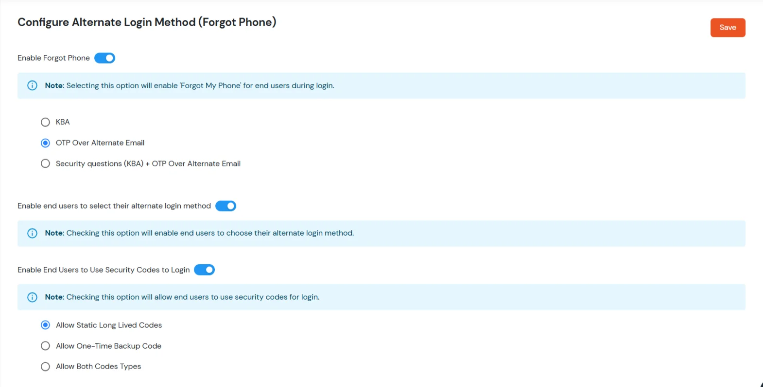 miniOrange Identity Platform Admin Handbook: Forgot Phone Settings