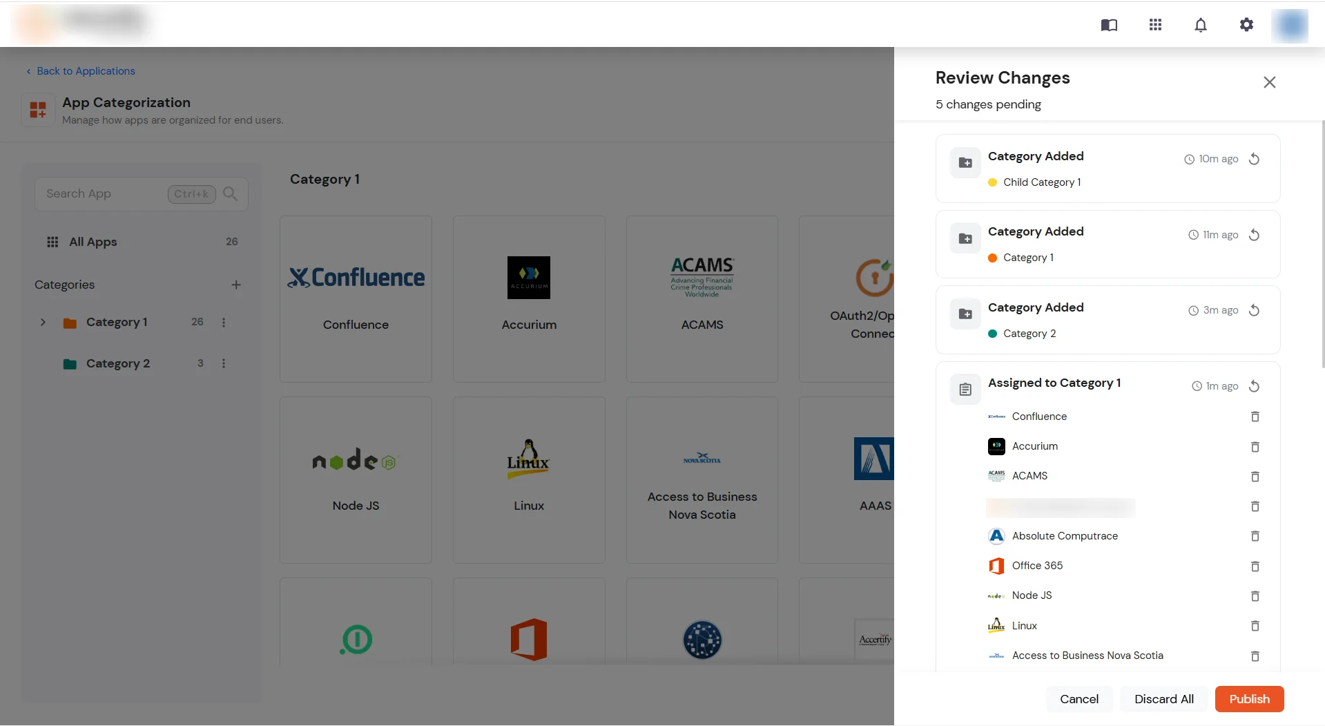 miniOrange Identity Platform Admin Handbook: Review the list of draft changes