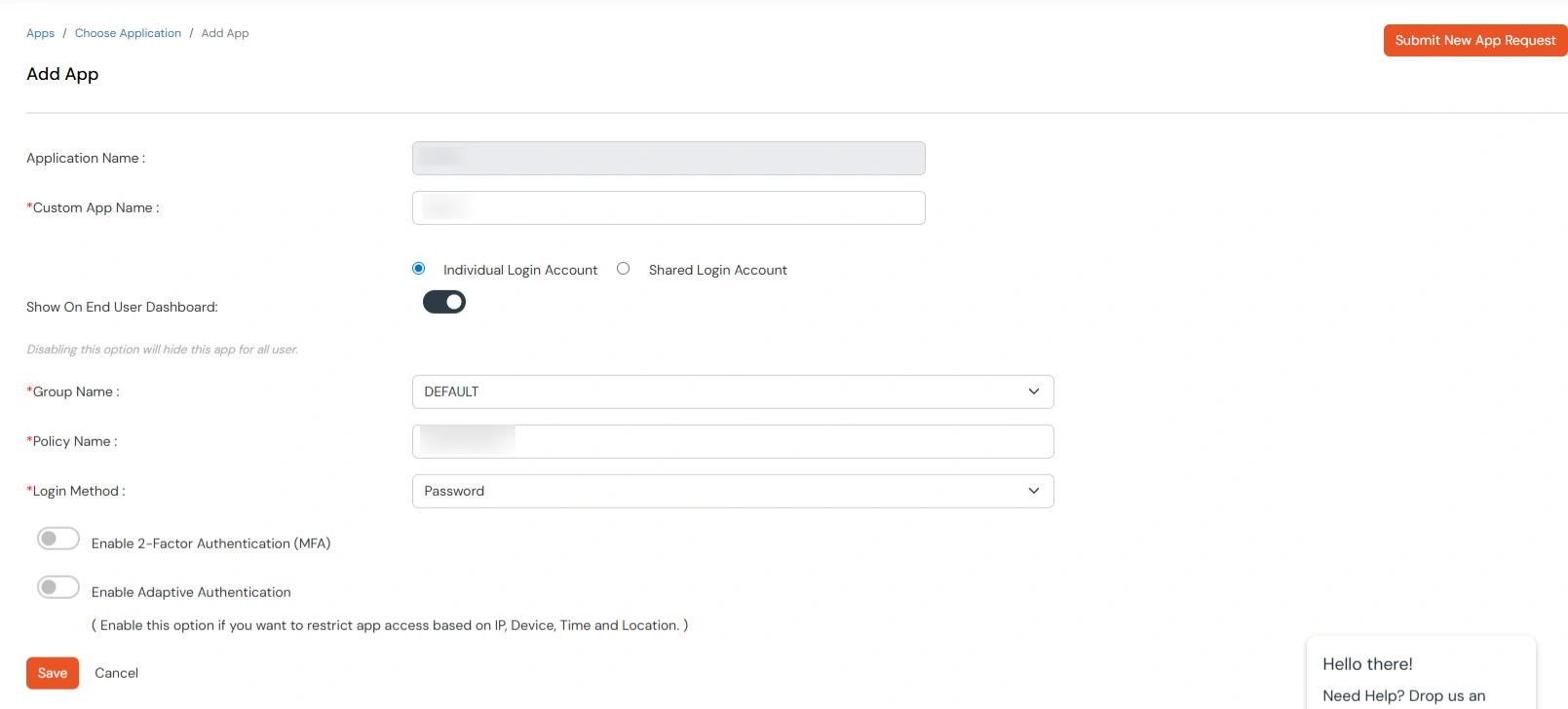 Thick Client SSO: app configuration details