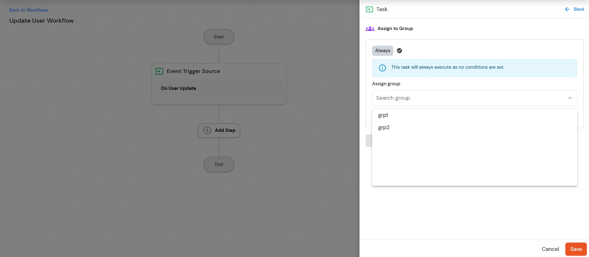 Assign Group to User in Admin Handbook