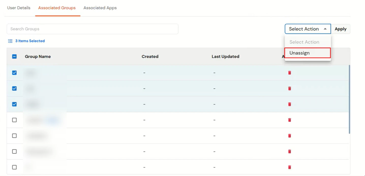 miniOrange Identity Platform Admin Handbook: Unassign Group